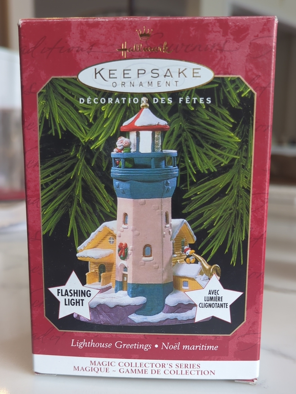 1999 Lighthouse Greetings Hallmark Keepsake Ornament Magic Series Flashing Light